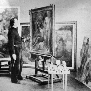 Der Maler 1955 bei der Arbeit in seinem Atelier in Darmstadt 
