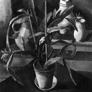 WV-Nr. 0849 (S) | Stillleben mit blühendem Kaktus und drei Krügen