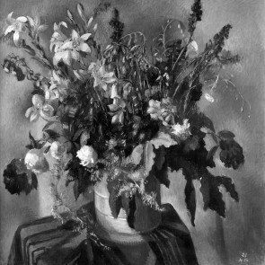 WV-Nr. 0134 (S) | Großer Blumenstrauß auf gestreifter Tischdecke