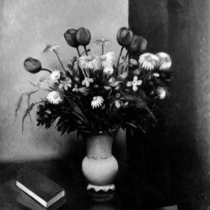 WV-Nr. 0019 (S) | Stillleben mit Blumenvase und Buch auf einem Tisch