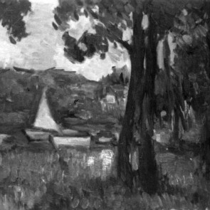 WV-Nr. 0685 (L) | Chiemseebucht mit Bäumen und Booten 