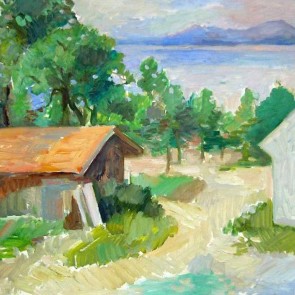 WV-Nr. 0428 (L) | Chiemseelandschaft mit Bootshaus