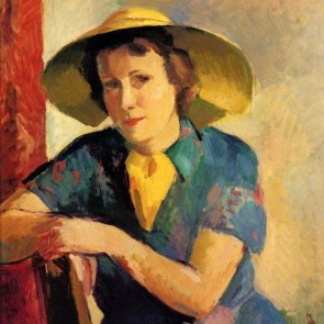 Bildnis Annemarie mit großem Strohhut