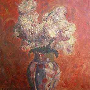 WV-Nr. 0468 (S) | Blumenstillleben vor rotem Hintergrund