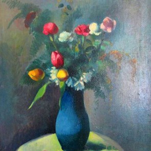 Blumen in blauer  Vase 