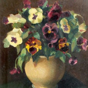 WV-Nr. 0046 (S) | Stillleben mit Stiefmütterchen in heller Vase