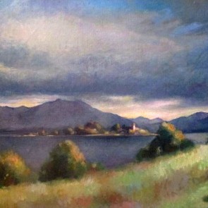 Chiemseelandschaft mit Blick auf die Fraueninsel