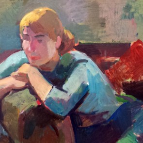 WV-Nr. 0826 (P) | Blondes Mädchen auf Sessel gestützt