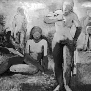 WV-Nr. 0433 (F) | Stehender Akt mit Handtuch in Gruppe Badender