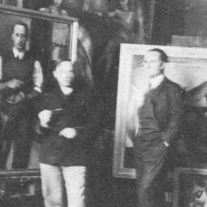 Der Maler in seinem Atelier mit Dietrich Distelmann um 1920