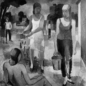 WV-Nr. 0707 (F) | Frauen mit Fahrrad und Wassereimer im Park