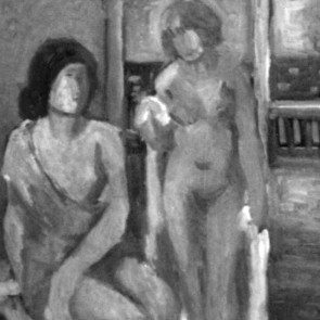 WV-Nr. 0319 (F) | Sitzende und stehender Akt vor Verandatür