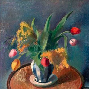 WV-Nr. 0077 (S) | Stillleben mit Tulpen in blau-weißer Vase 