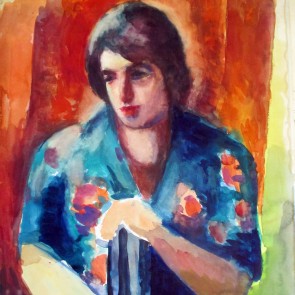 WV-Nr. 0174 (AP) | Frau vor rotem Hintergrund