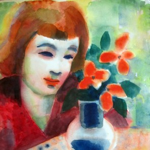 WV-Nr. 0170 (AP) | Mädchen am Tisch vor gefüllter Blumenvase