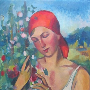 Mädchen mit rotem Kopftuch