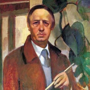 Selbstporträt neben großer Pflanze