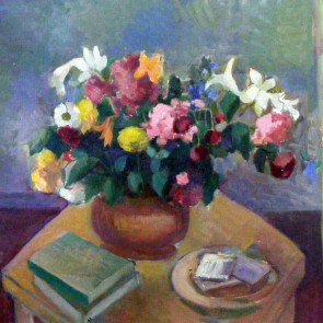 WV-Nr. 0183 (S) | Blumenstillleben mit Buch und Schale