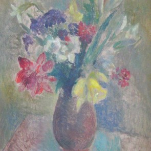 WV-Nr. 0708 (S) | Bunter Blumenstrauß in brauner Vase