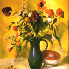 WV-Nr. 0136 (S) | Blumenstillleben mit Schale und  Buch