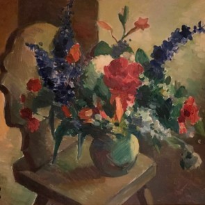 WV-Nr. 0830 (S) | Blumenstück auf einem Holzstuhl