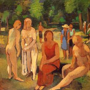 Frauen in Parklandschaft 