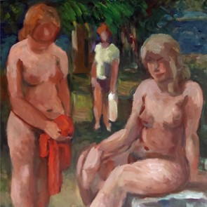 WV-Nr. 0495 (F) | Stehender Akt mit rotem Badetuch