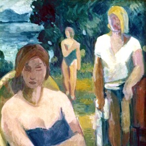 WV-Nr. 0601 (F) | Sitzende Frau im blauen Badeanzug 