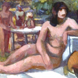 WV-Nr. 0571 (F) | Liegender Akt vor rundem Gartentisch