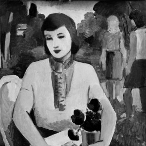 WV-Nr. 0668 (P) | Frau mit Halstuch am Gartentisch