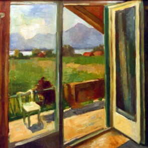 WV-Nr. 0035 (L) | Blick durch das Balkonfenster auf den Chiemsee