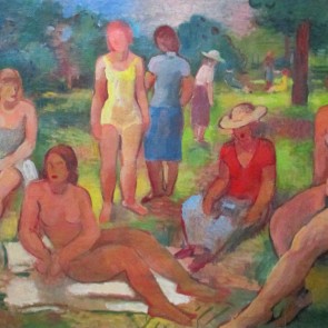 WV-Nr. 0621 (F) | Frauen im Garten mit rechts sitzendem Akt