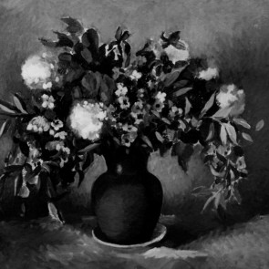 WV-Nr. 0845 (S) | Blumen in dunkler Vase auf hellem Unterteller