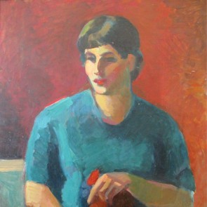 WV-Nr. 0221 (P) | Monika vor rotem Hintergrund