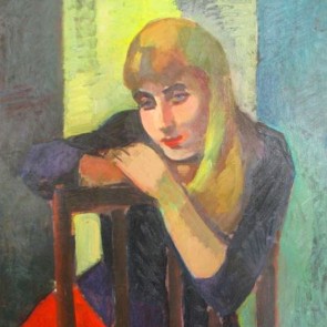 WV-Nr. 0256 (P) | Blondes Mädchen auf Rückenlehne gestützt