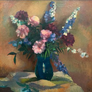 WV-Nr. 0227 (S) | Blumenstrauß in dunkelblauer Vase